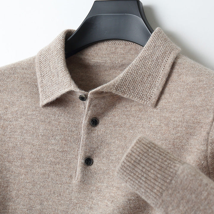 Cashmere Long Sleeve Polo Shirt