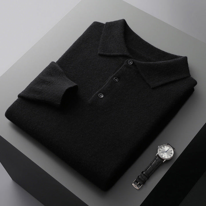 Cashmere Long Sleeve Polo Shirt