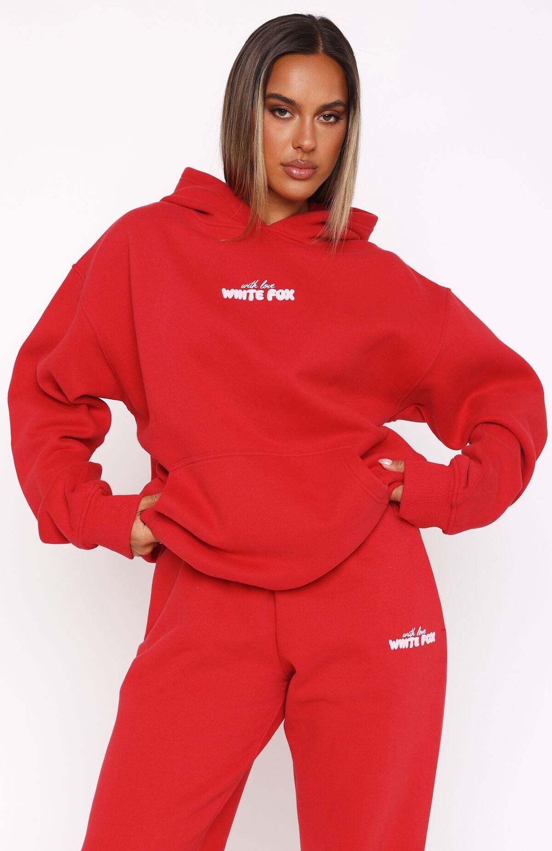 In The Moment Oversized Pants & Hoodie Tracksuit – Red