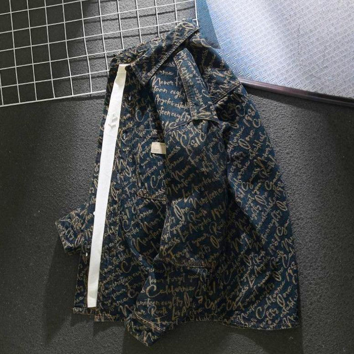 Men's Plus-Size Denim Jacket – Trendy Brand – New Retro Washed Jacquard Collar Shirt – Casual Spring & Autumn 2025