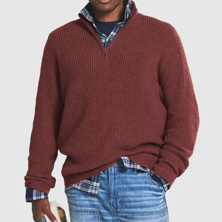 Warm Zip-Up Collar Sweater