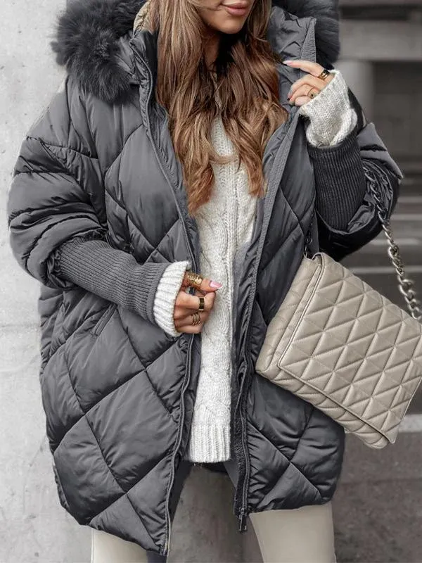 Women's Winter Zip-Up Hoodie Diamond Extra Set