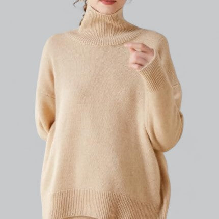 Women's Elegant Cashmere Turtle Neck Pullover Sweater for Stylish Comfort