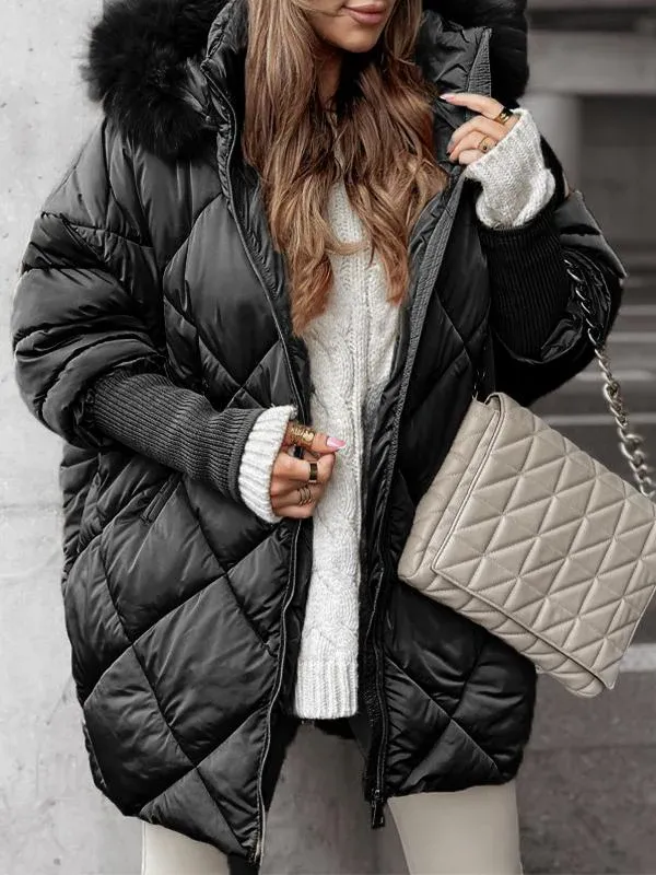 Women's Winter Zip-Up Hoodie Diamond Extra Set