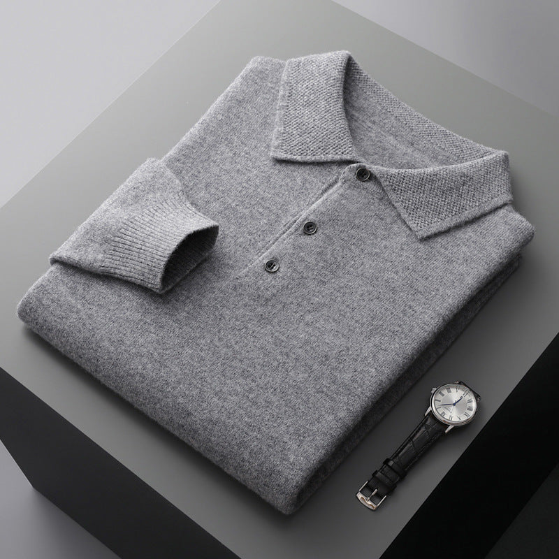 Cashmere Long Sleeve Polo Shirt