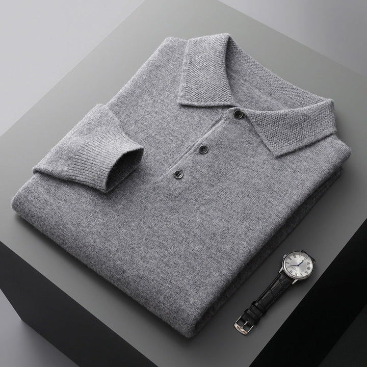 Cashmere Long Sleeve Polo Shirt