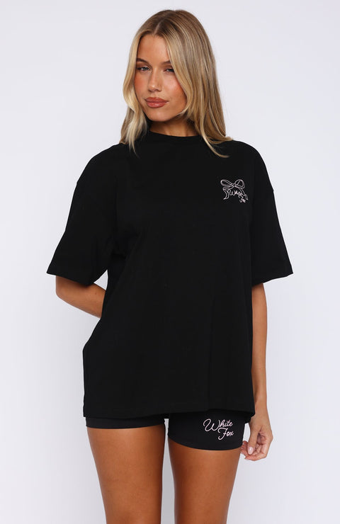 White Fox - Oversized Pink Bow Tee