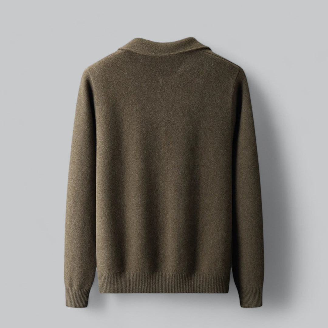Premium Cashmere Polo Jacket | Luxurious Fine Knit Cardigan for Men