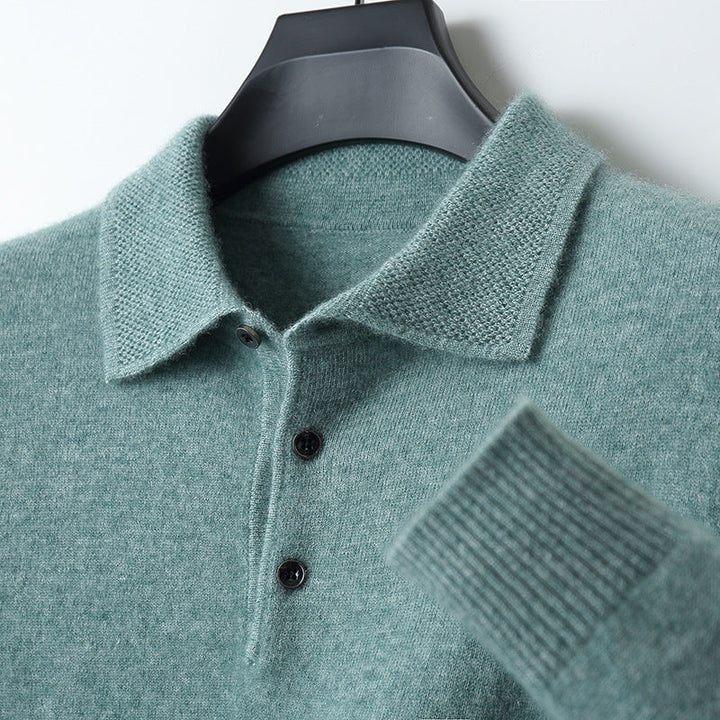 Cashmere Long Sleeve Polo Shirt