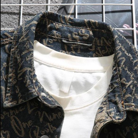 Men's Plus-Size Denim Jacket – Trendy Brand – New Retro Washed Jacquard Collar Shirt – Casual Spring & Autumn 2025