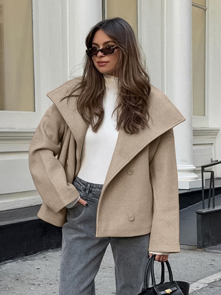 Stylish Double Breasted Short Coat for Women - Trendy Outerwear Jacket