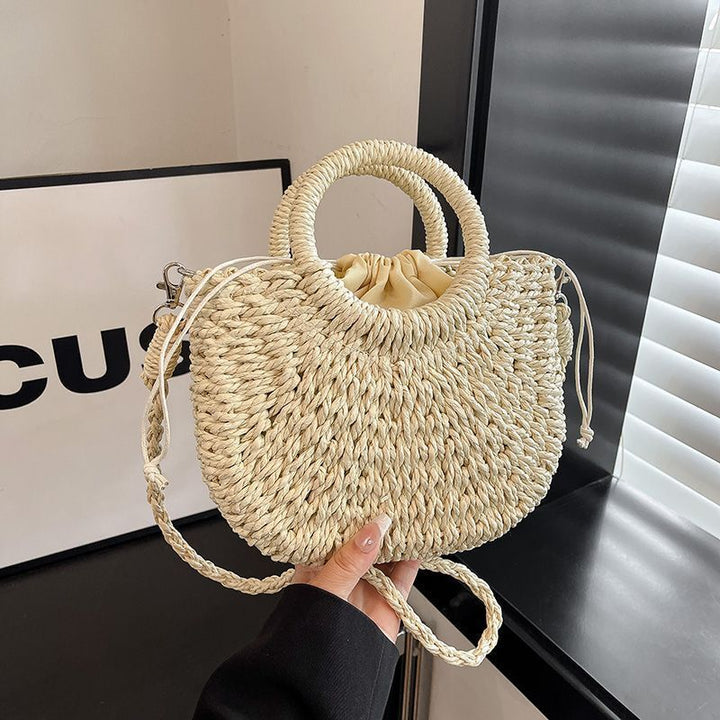 Bohemian Woven Straw Handbag – Natural Texture