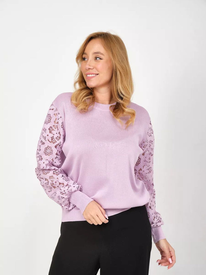 Women's Embroidered Floral Sleeve Jumper – Soft Knit Casual Pullover