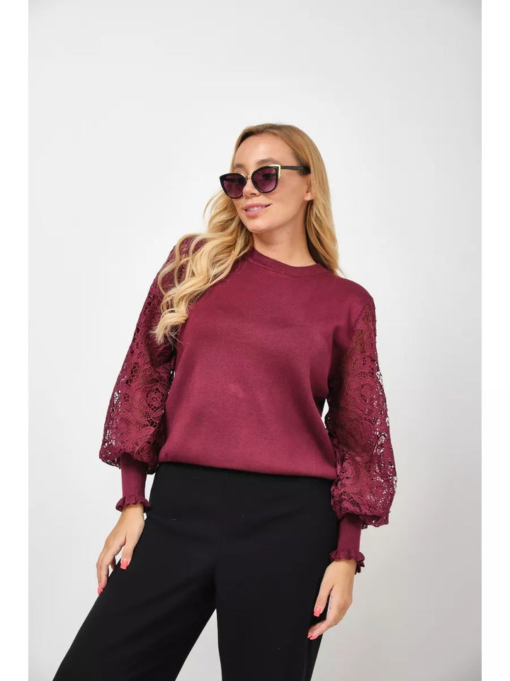 Women's Embroidered Floral Sleeve Jumper – Soft Knit Casual Pullover