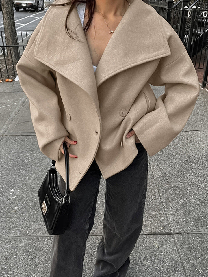 Stylish Double Breasted Short Coat for Women - Trendy Outerwear Jacket
