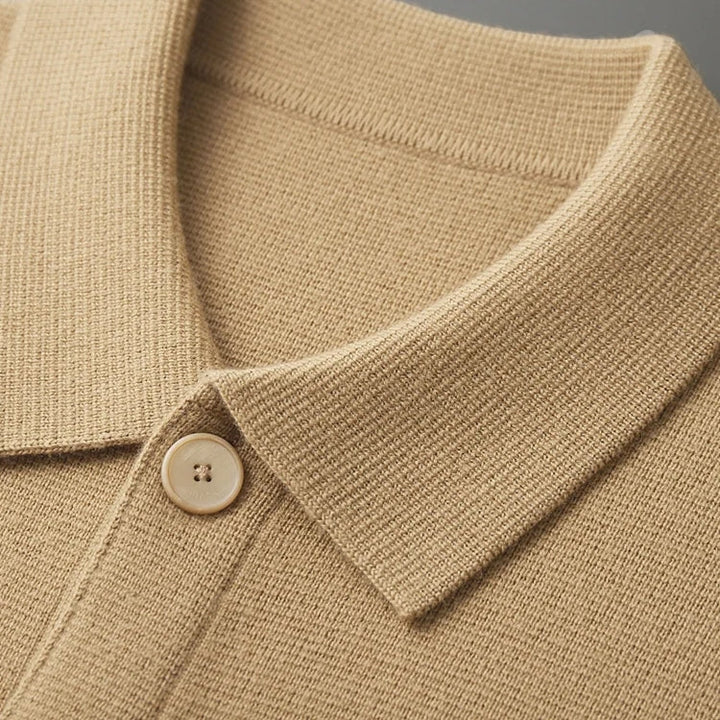 Premium Cashmere Polo Jacket | Luxurious Fine Knit Cardigan for Men