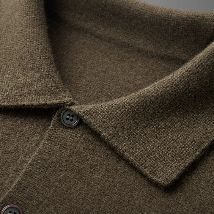 Premium Cashmere Polo Jacket | Luxurious Fine Knit Cardigan for Men