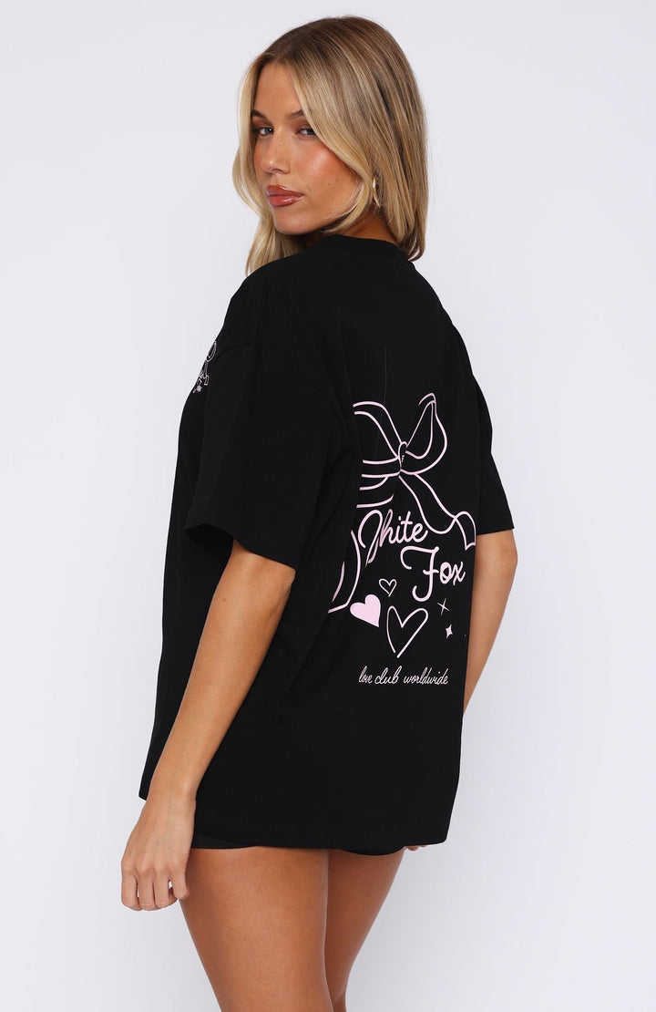 White Fox - Oversized Pink Bow Tee