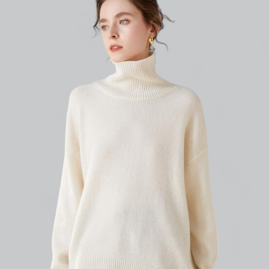Women's Elegant Cashmere Turtle Neck Pullover Sweater for Stylish Comfort