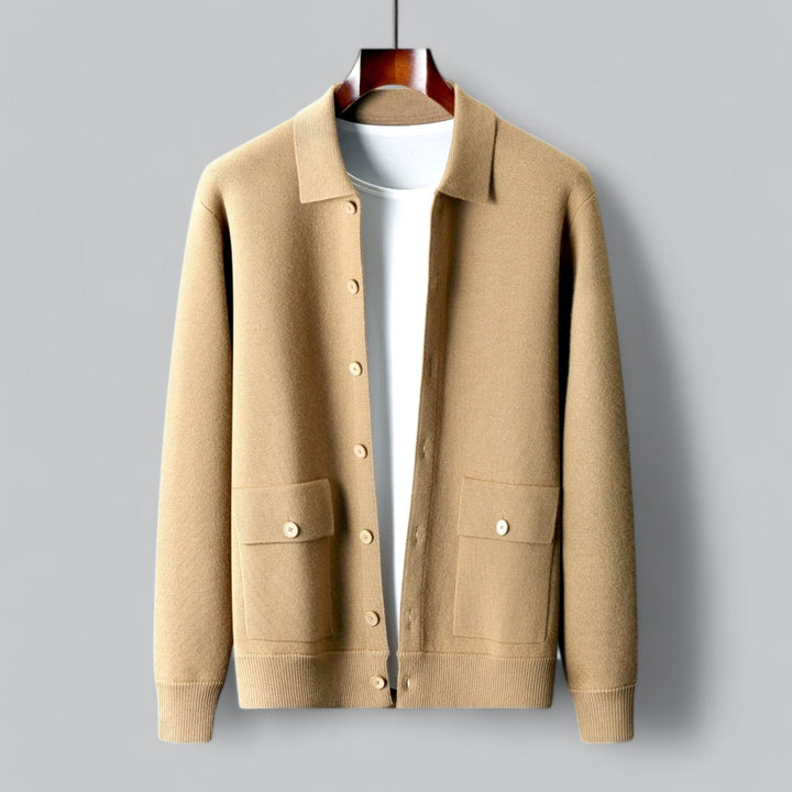 Premium Cashmere Polo Jacket | Luxurious Fine Knit Cardigan for Men