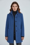 Women’s Wool Blend Coat with Stand Collar and Functional Pockets