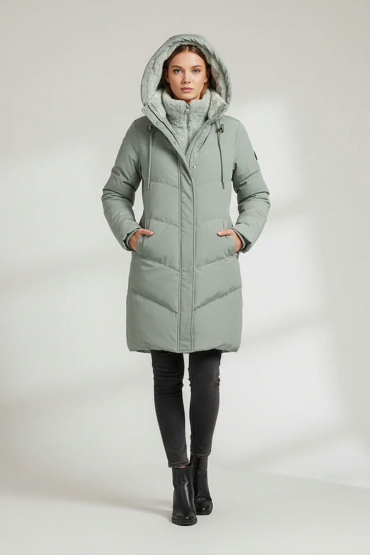 Women Coat - Women’s Elegant Quilted Hooded Winter Coat