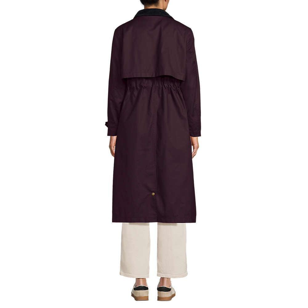 Women's Long Waterproof Waxed Coat with Hood