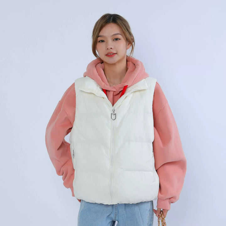 Lightweight Puffer Vest with High Neck