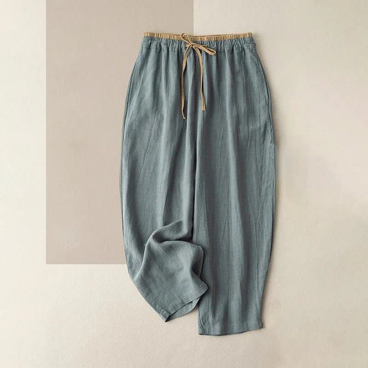 Women’s Cotton-Linen Drawstring Pants – Solid Color with Pockets
