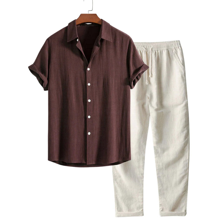 Men’s Linen Summer Set – Lightweight Polo & Shorts
