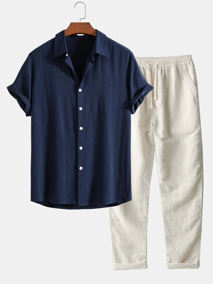 Men’s Linen Summer Set – Lightweight Polo & Shorts