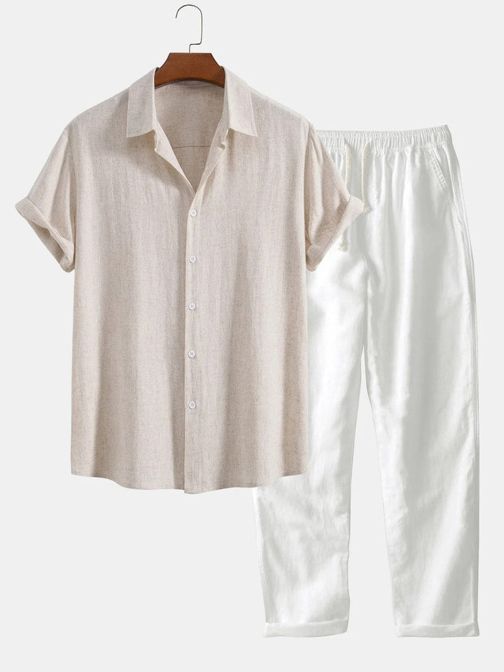 Men’s Linen Summer Set – Lightweight Polo & Shorts