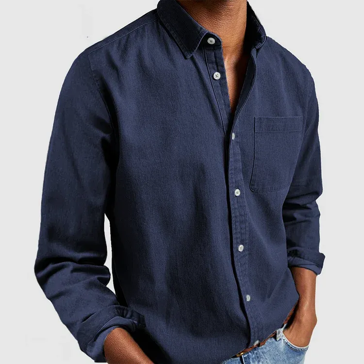 Men’s Soft Cotton Blend Denim Shirt – Casual & Comfortable