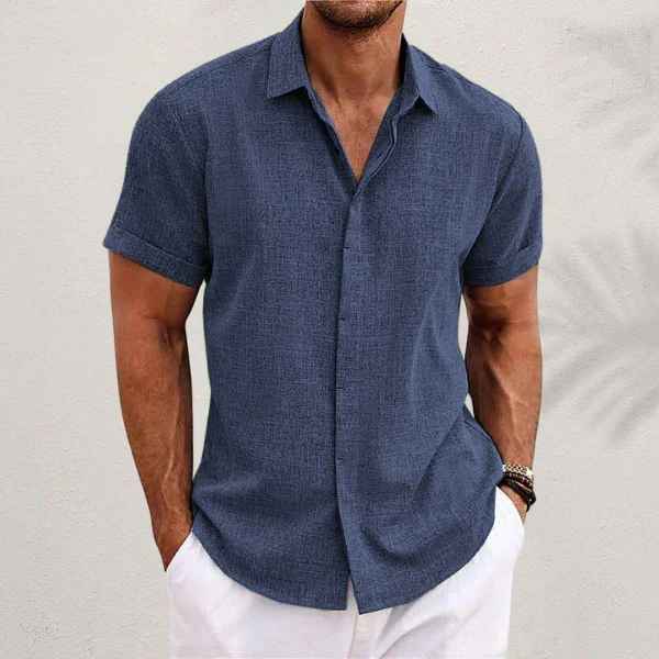 Men’s Casual Short Sleeve Linen Shirt – Lightweight & Breathable