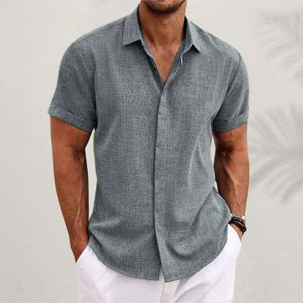 Men’s Casual Short Sleeve Linen Shirt – Lightweight & Breathable