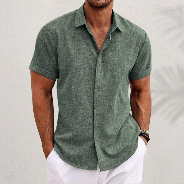 Men’s Casual Short Sleeve Linen Shirt – Lightweight & Breathable
