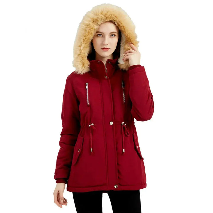 Hooded Winter Parka with Faux Fur Trim