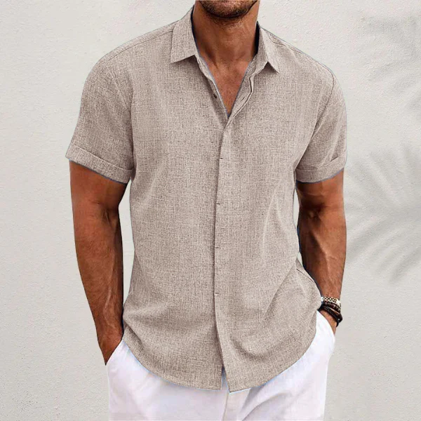 Men’s Casual Short Sleeve Linen Shirt – Lightweight & Breathable