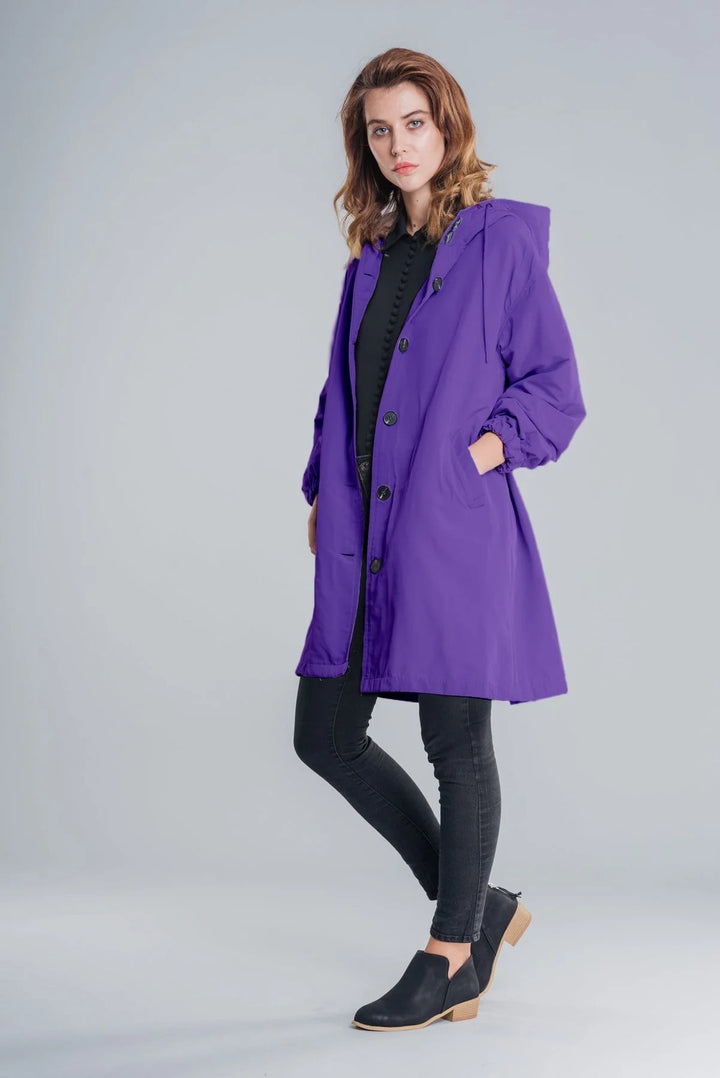 Women’s Oversized Waterproof Hooded Windbreaker – Lightweight Rain Jacket