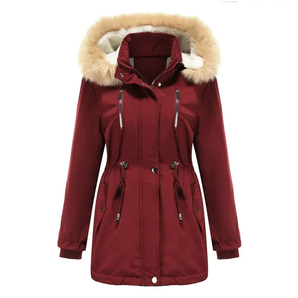 Hooded Winter Parka with Faux Fur Trim