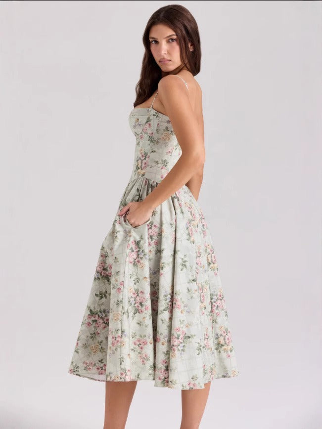 Vintage-Inspired Bustier Midi Dress – Timeless Elegance Redefined