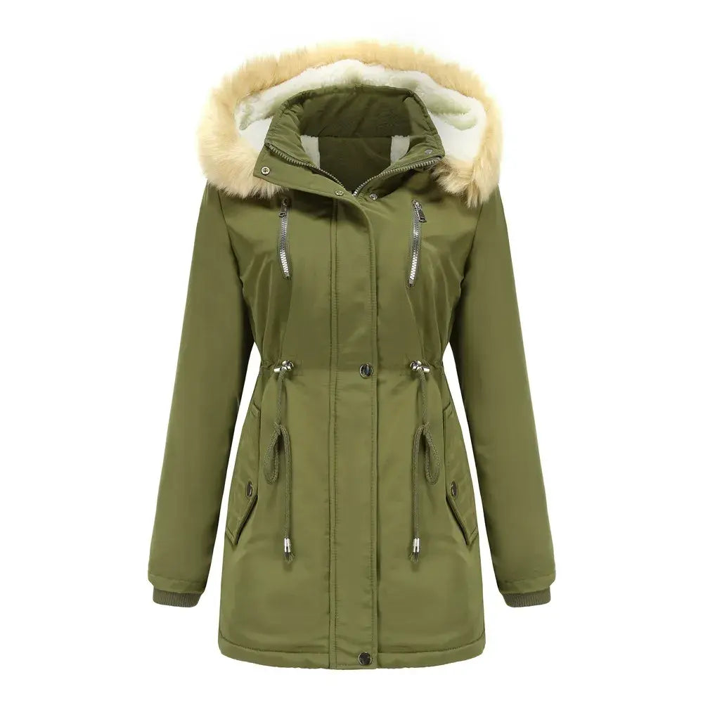 Hooded Winter Parka with Faux Fur Trim
