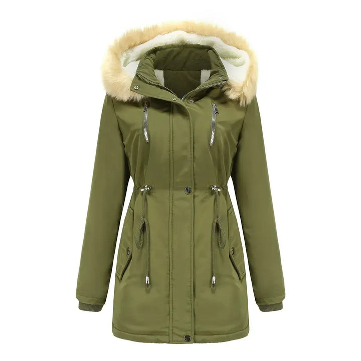 Hooded Winter Parka with Faux Fur Trim