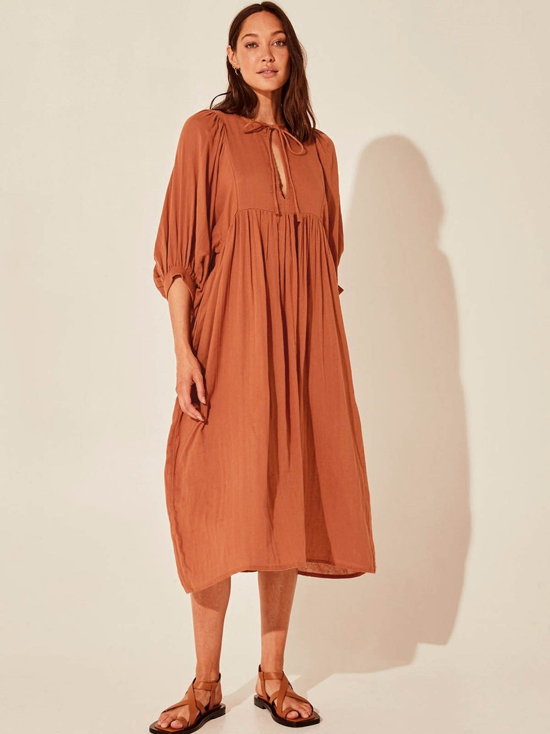 Tie-Front Midi Dress