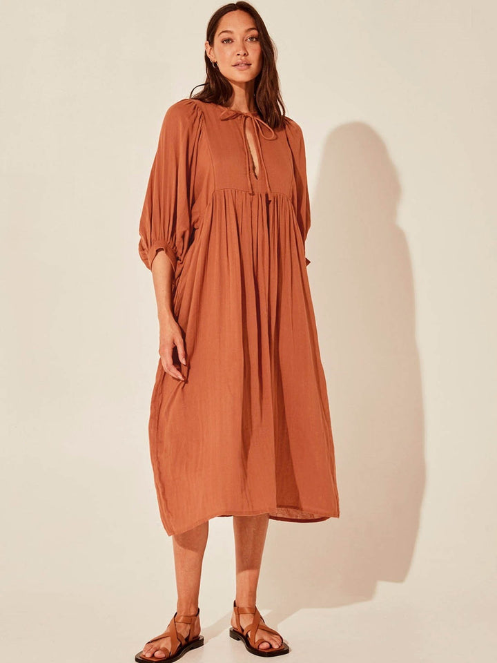 Tie-Front Midi Dress