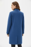 Women’s Wool Blend Coat with Stand Collar and Functional Pockets