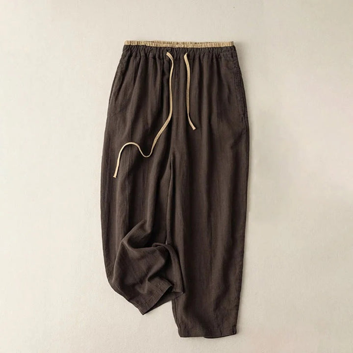 Women’s Cotton-Linen Drawstring Pants – Solid Color with Pockets
