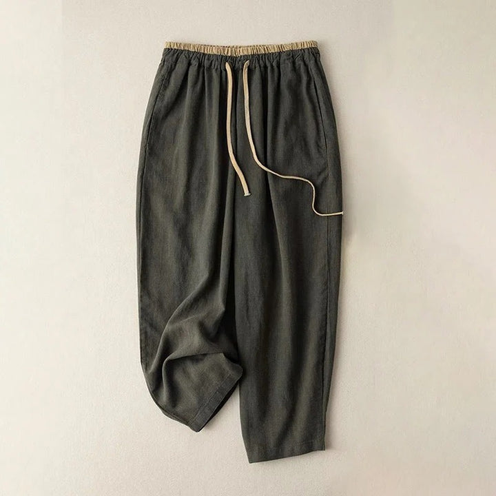 Women’s Cotton-Linen Drawstring Pants – Solid Color with Pockets