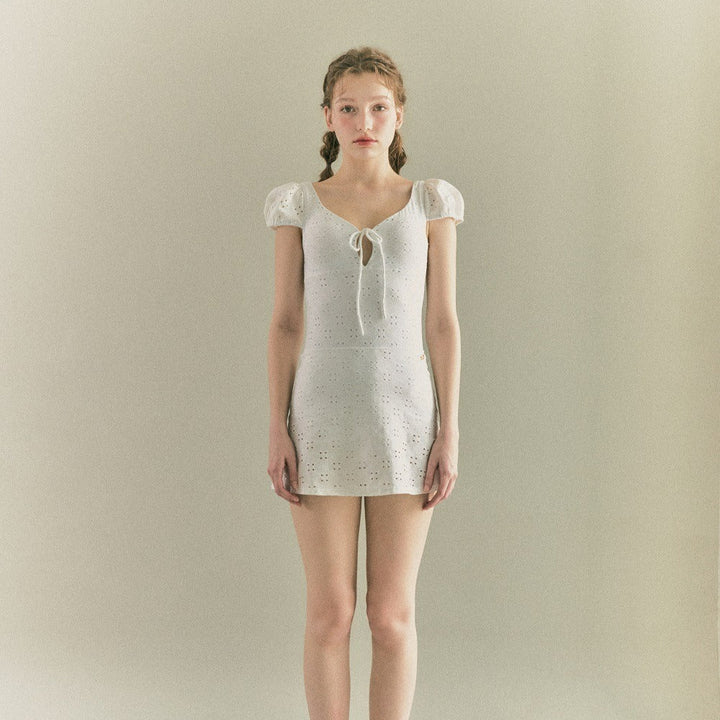 White Broderie Off-Shoulder Corset Mini Dress