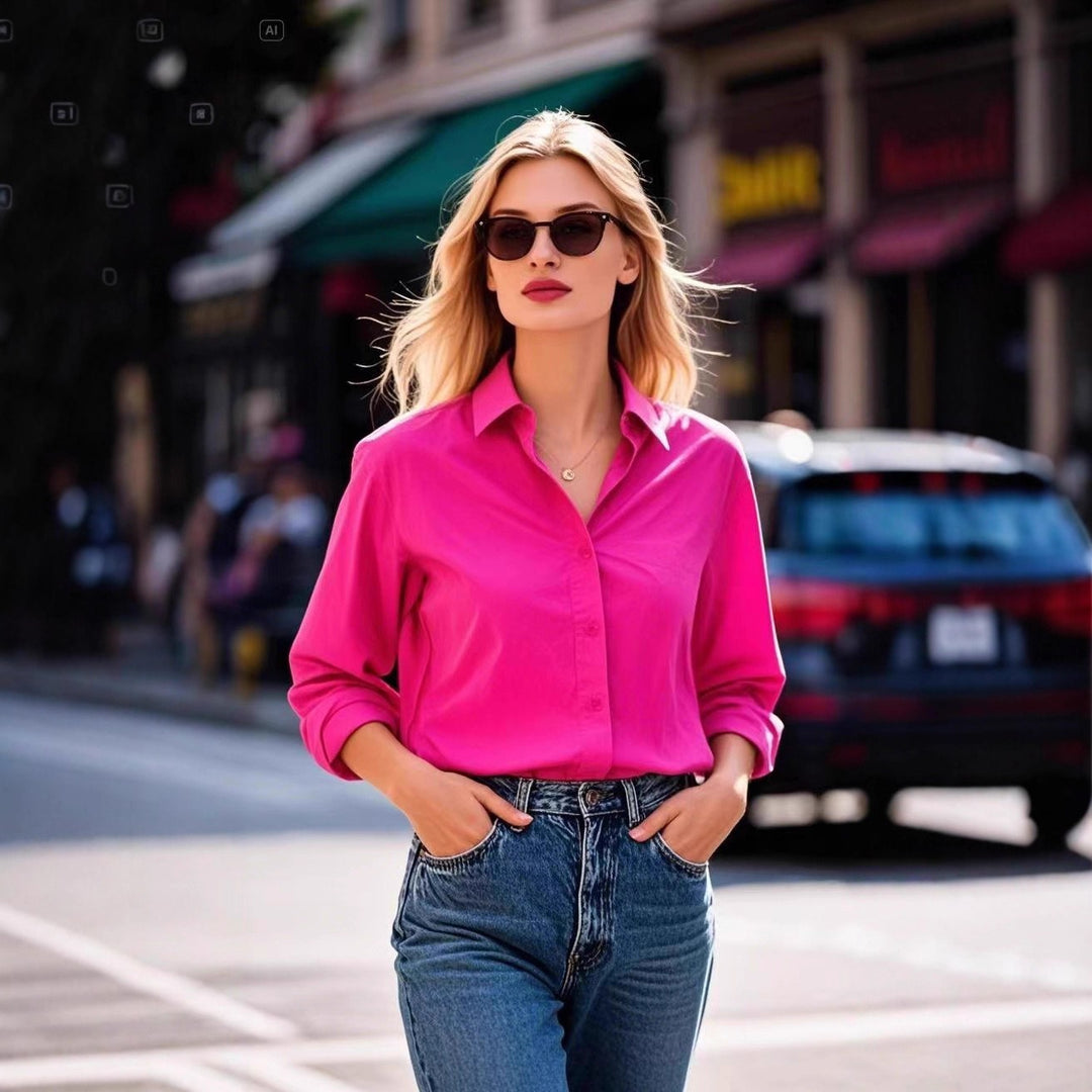 Classic Long-Sleeve Button-Up Shirt for Women